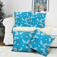 Hawaii Monstera Deliciosa Pillow Cover Blue Plumeria Polynesian Pattern - Polynesian Pride