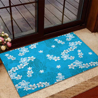 Hawaii Monstera Deliciosa Rubber Doormat Blue Plumeria Polynesian Pattern LT05 - Polynesian Pride