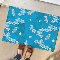 Hawaii Monstera Deliciosa Rubber Doormat Blue Plumeria Polynesian Pattern LT05 - Polynesian Pride
