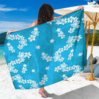 Hawaii Monstera Deliciosa Sarong Blue Plumeria Polynesian Pattern - Polynesian Pride