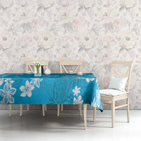 Hawaii Monstera Deliciosa Tablecloth Blue Plumeria Polynesian Pattern LT05 - Polynesian Pride
