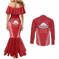 Samoa FAST Couples Matching Mermaid Dress and Long Sleeve Button Shirt Forever Proud Samoan Tribal Pattern LT05 - Polynesian Pride