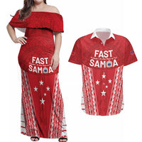 Samoa FAST Couples Matching Off Shoulder Maxi Dress and Hawaiian Shirt Forever Proud Samoan Tribal Pattern - Polynesian Pride