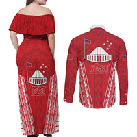 Samoa FAST Couples Matching Off Shoulder Maxi Dress and Long Sleeve Button Shirt Forever Proud Samoan Tribal Pattern LT05 - Polynesian Pride