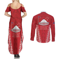 Samoa FAST Couples Matching Summer Maxi Dress and Long Sleeve Button Shirt Forever Proud Samoan Tribal Pattern LT05 - Polynesian Pride