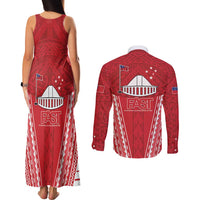 Samoa FAST Couples Matching Tank Maxi Dress and Long Sleeve Button Shirt Forever Proud Samoan Tribal Pattern LT05 - Polynesian Pride