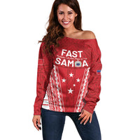 Samoa FAST Off Shoulder Sweater Forever Proud Samoan Tribal Pattern - Polynesian Pride
