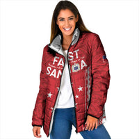 Samoa FAST Padded Jacket Forever Proud Samoan Tribal Pattern LT05 Women Red - Polynesian Pride