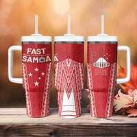Samoa FAST Tumbler With Handle Forever Proud Samoan Tribal Pattern - Polynesian Pride