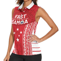 Samoa FAST Women Sleeveless Polo Shirt Forever Proud Samoan Tribal Pattern LT05 - Polynesian Pride