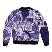 Utah State Polynesian Heritage Sleeve Zip Bomber Jacket Floral Tribal Pattern Tropical Flowers LT05 - Polynesian Pride