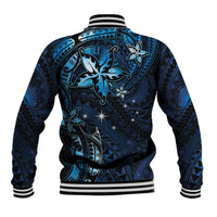 Hawaii Makahiki Season Baseball Jacket Floral Tribal Tattoo Blue Galaxy LT05 - Polynesian Pride