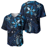 Hawaii Makahiki Season Baseball Jersey Floral Tribal Tattoo Blue Galaxy