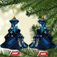 Hawaii Makahiki Season Ceramic Ornament Floral Tribal Tattoo Blue Galaxy LT05 Christmas Tree Blue - Polynesian Pride