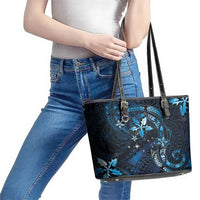 Hawaii Makahiki Season Leather Tote Bag Floral Tribal Tattoo Blue Galaxy LT05 - Polynesian Pride