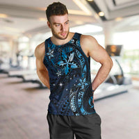 Hawaii Makahiki Season Men Tank Top Floral Tribal Tattoo Blue Galaxy LT05 Blue - Polynesian Pride