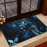 Hawaii Makahiki Season Rubber Doormat Floral Tribal Tattoo Blue Galaxy LT05 - Polynesian Pride