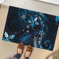 Hawaii Makahiki Season Rubber Doormat Floral Tribal Tattoo Blue Galaxy LT05 - Polynesian Pride