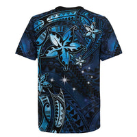 Hawaii Makahiki Season Rugby Jersey Floral Tribal Tattoo Blue Galaxy LT05 - Polynesian Pride