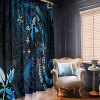 Hawaii Makahiki Season Window Curtain Floral Tribal Tattoo Blue Galaxy LT05 - Polynesian Pride