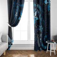 Hawaii Makahiki Season Window Curtain Floral Tribal Tattoo Blue Galaxy LT05 - Polynesian Pride