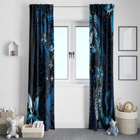 Hawaii Makahiki Season Window Curtain Floral Tribal Tattoo Blue Galaxy LT05 - Polynesian Pride