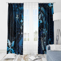 Hawaii Makahiki Season Window Curtain Floral Tribal Tattoo Blue Galaxy LT05 - Polynesian Pride
