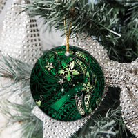 Hawaii Makahiki Season Ceramic Ornament Floral Tribal Tattoo Green Galaxy LT05 - Polynesian Pride