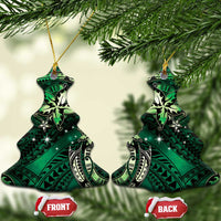 Hawaii Makahiki Season Ceramic Ornament Floral Tribal Tattoo Green Galaxy LT05 Christmas Tree Green - Polynesian Pride