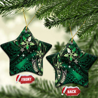 Hawaii Makahiki Season Ceramic Ornament Floral Tribal Tattoo Green Galaxy LT05 Star Green - Polynesian Pride