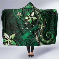 Hawaii Makahiki Season Hooded Blanket Floral Tribal Tattoo Green Galaxy LT05 One Size Green - Polynesian Pride