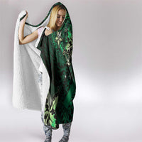 Hawaii Makahiki Season Hooded Blanket Floral Tribal Tattoo Green Galaxy LT05 - Polynesian Pride