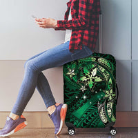 Hawaii Makahiki Season Luggage Cover Floral Tribal Tattoo Green Galaxy