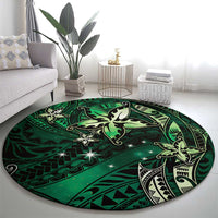 Hawaii Makahiki Season Round Carpet Floral Tribal Tattoo Green Galaxy