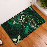 Hawaii Makahiki Season Rubber Doormat Floral Tribal Tattoo Green Galaxy LT05 - Polynesian Pride