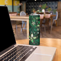 Hawaii Makahiki Season Skinny Tumbler Floral Tribal Tattoo Green Galaxy