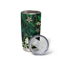 Hawaii Makahiki Season Tumbler Cup Floral Tribal Tattoo Green Galaxy