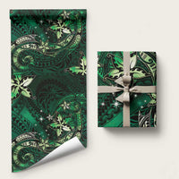 Hawaii Makahiki Season Wrapping Paper Floral Tribal Tattoo Green Galaxy LT05 58" × 23" Green - Polynesian Pride