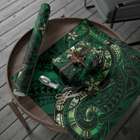 Hawaii Makahiki Season Wrapping Paper Floral Tribal Tattoo Green Galaxy LT05 - Polynesian Pride