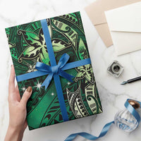 Hawaii Makahiki Season Wrapping Paper Floral Tribal Tattoo Green Galaxy LT05 - Polynesian Pride