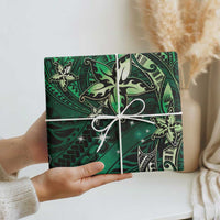 Hawaii Makahiki Season Wrapping Paper Floral Tribal Tattoo Green Galaxy LT05 - Polynesian Pride