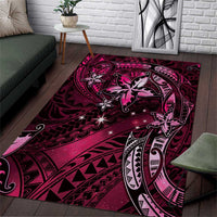 Hawaii Makahiki Season Area Rug Floral Tribal Tattoo Pink Galaxy