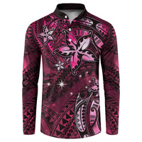 Hawaii Makahiki Season Button Sweatshirt Floral Tribal Tattoo Pink Galaxy LT05 Pink - Polynesian Pride