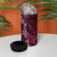 Hawaii Makahiki Season 4 in 1 Can Cooler Tumbler Floral Tribal Tattoo Pink Galaxy