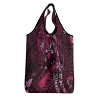 Hawaii Makahiki Season Grocery Bag Floral Tribal Tattoo Pink Galaxy LT05 - Polynesian Pride