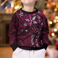 Hawaii Makahiki Season Kid Ugly Christmas Sweater Floral Tribal Tattoo Pink Galaxy