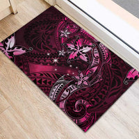 Hawaii Makahiki Season Rubber Doormat Floral Tribal Tattoo Pink Galaxy LT05 - Polynesian Pride