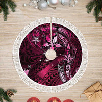 Hawaii Makahiki Season Tree Skirt Floral Tribal Tattoo Pink Galaxy