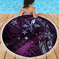 Hawaii Makahiki Season Beach Blanket Floral Tribal Tattoo Purple Galaxy LT05 - Polynesian Pride