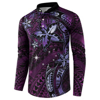 Hawaii Makahiki Season Button Sweatshirt Floral Tribal Tattoo Purple Galaxy LT05 - Polynesian Pride